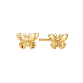 14K  Solid Gold Butterfly Stud Earrings