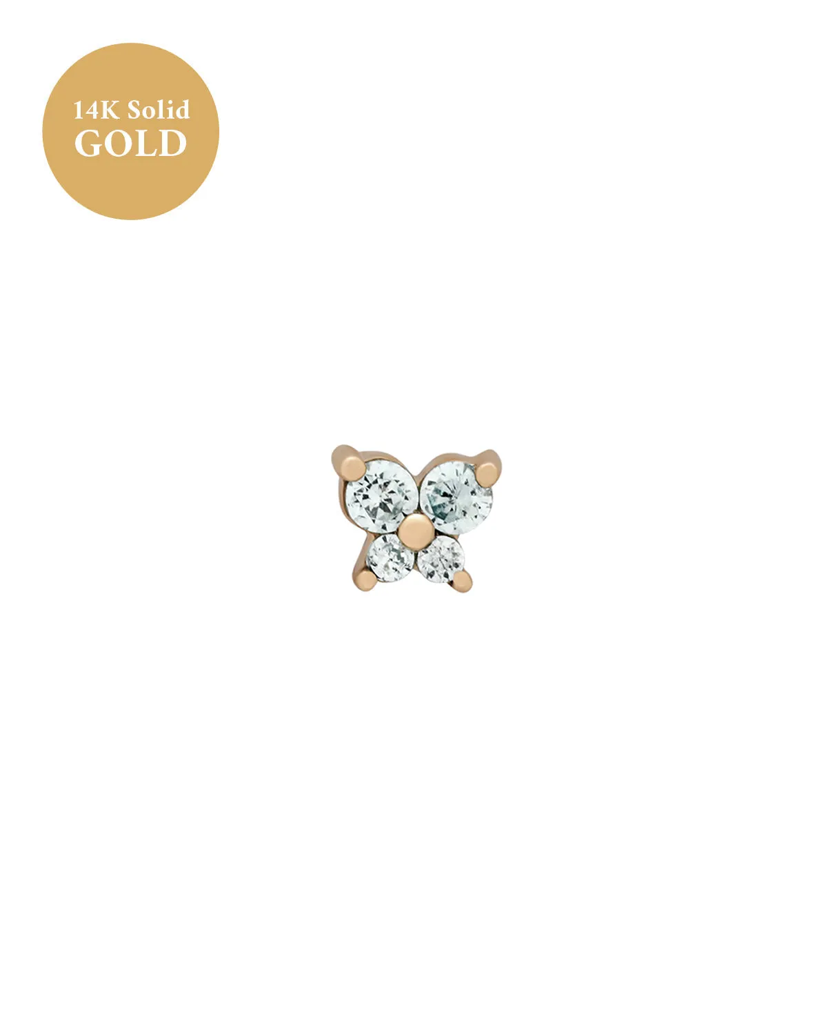 14K Solid Gold Cho Butterfly Single Stud