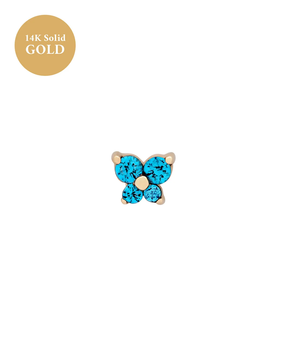 14K Solid Gold Cho Butterfly Single Stud