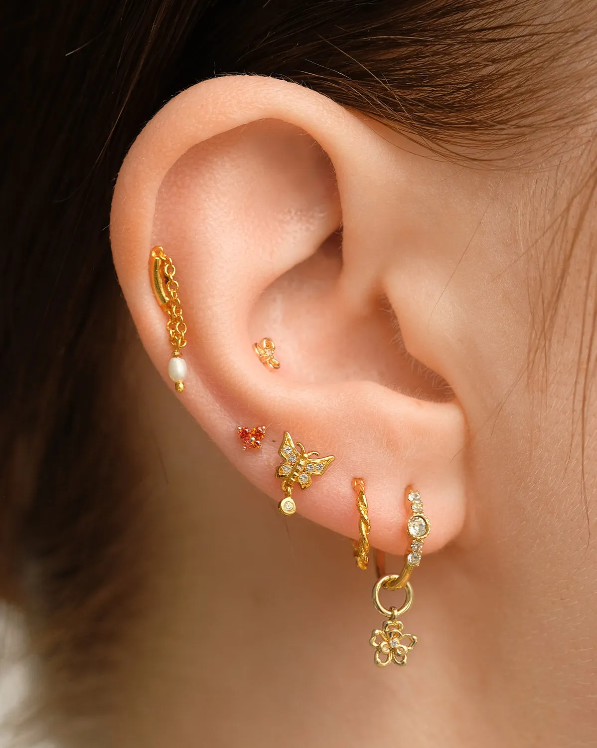 14K Solid Gold Fleur Petite Stud