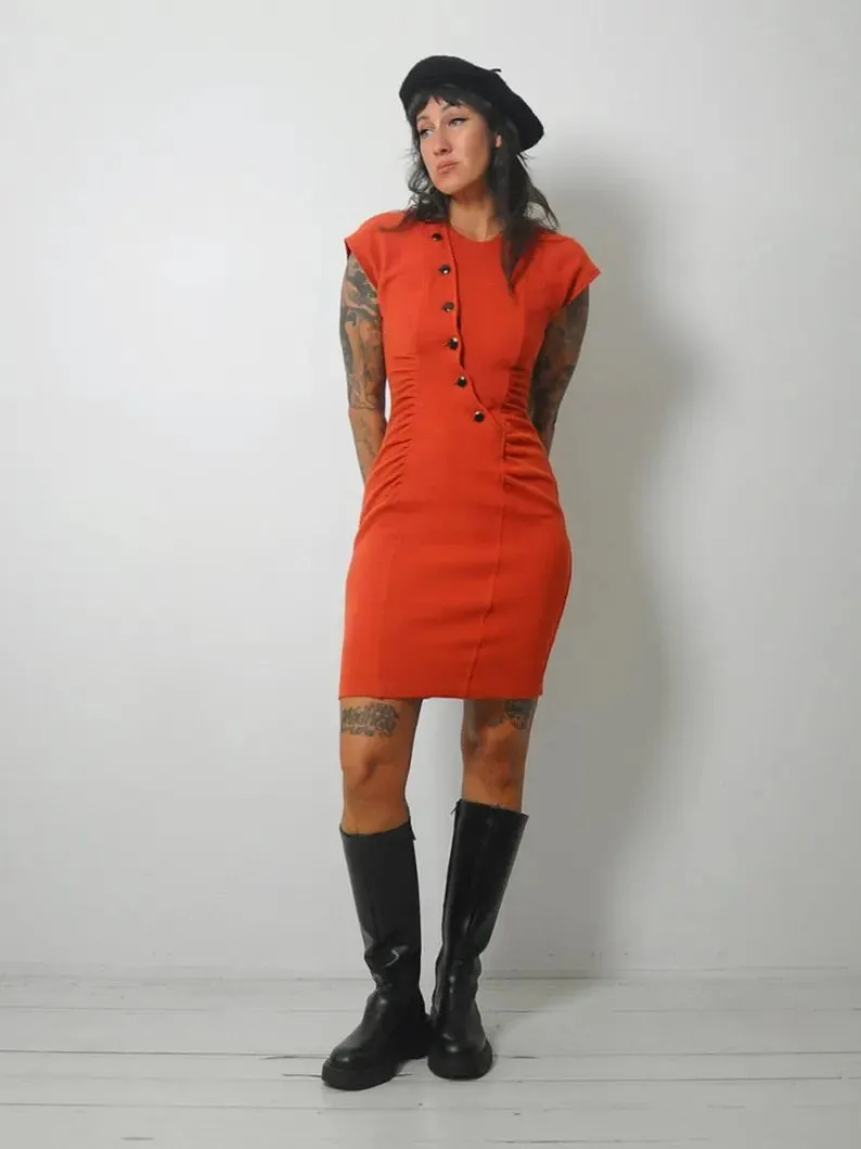 1980's Asymmetric Button Dress