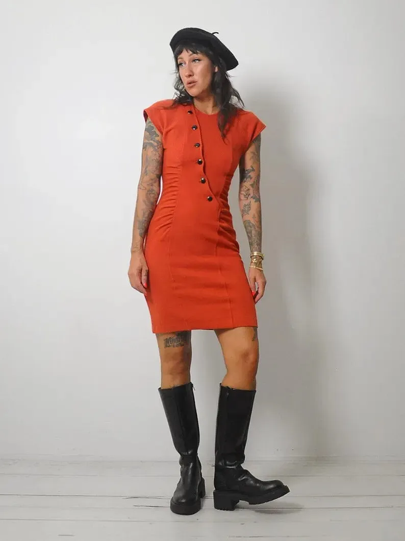 1980's Asymmetric Button Dress