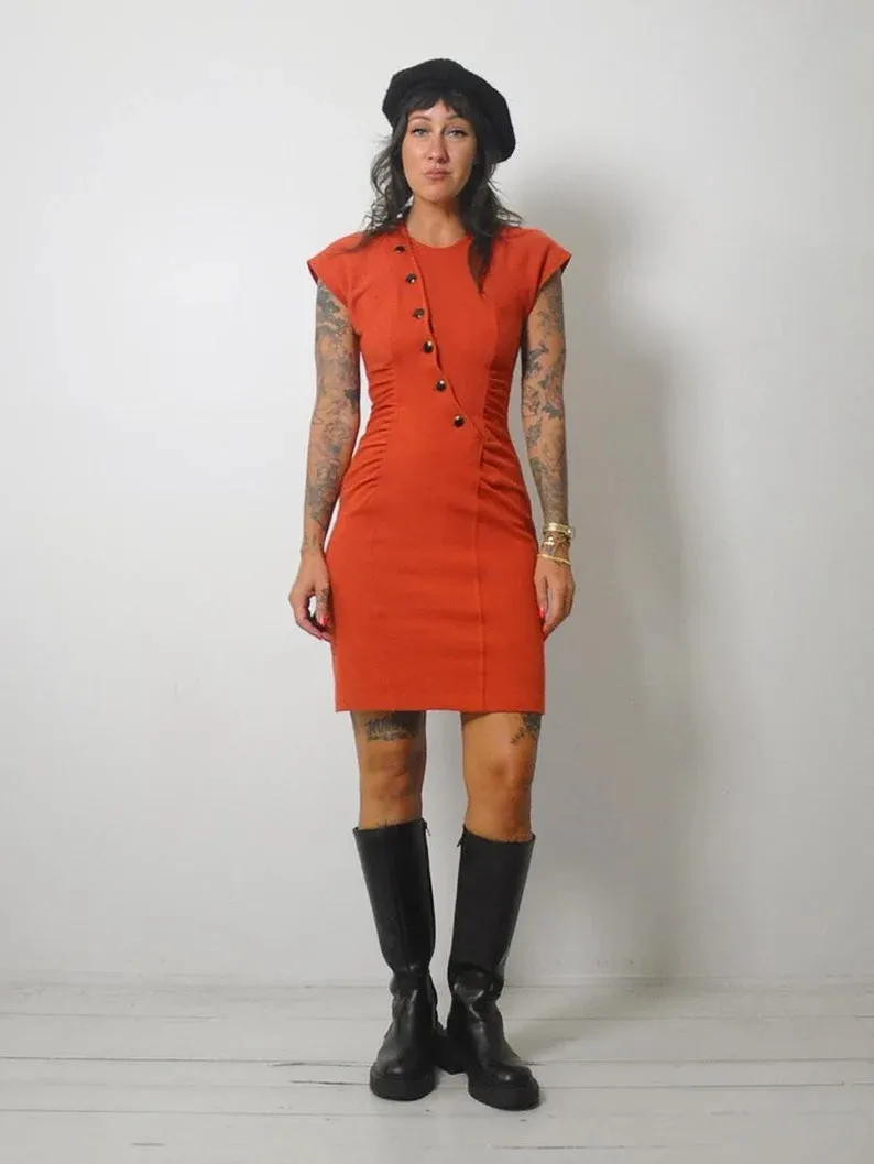 1980's Asymmetric Button Dress