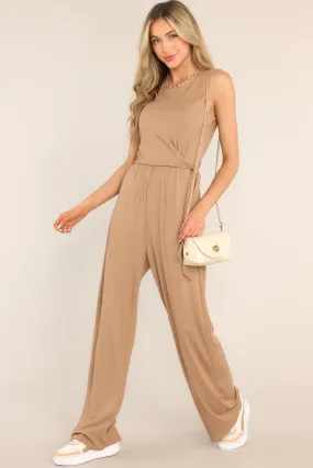 A Forever Favorite Tan Ribbed Jumpsuit