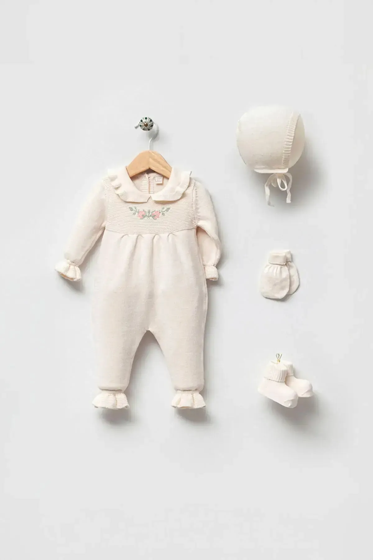 Alicia Cream Newborn Knitwear Coming Home Set (5 Pcs)