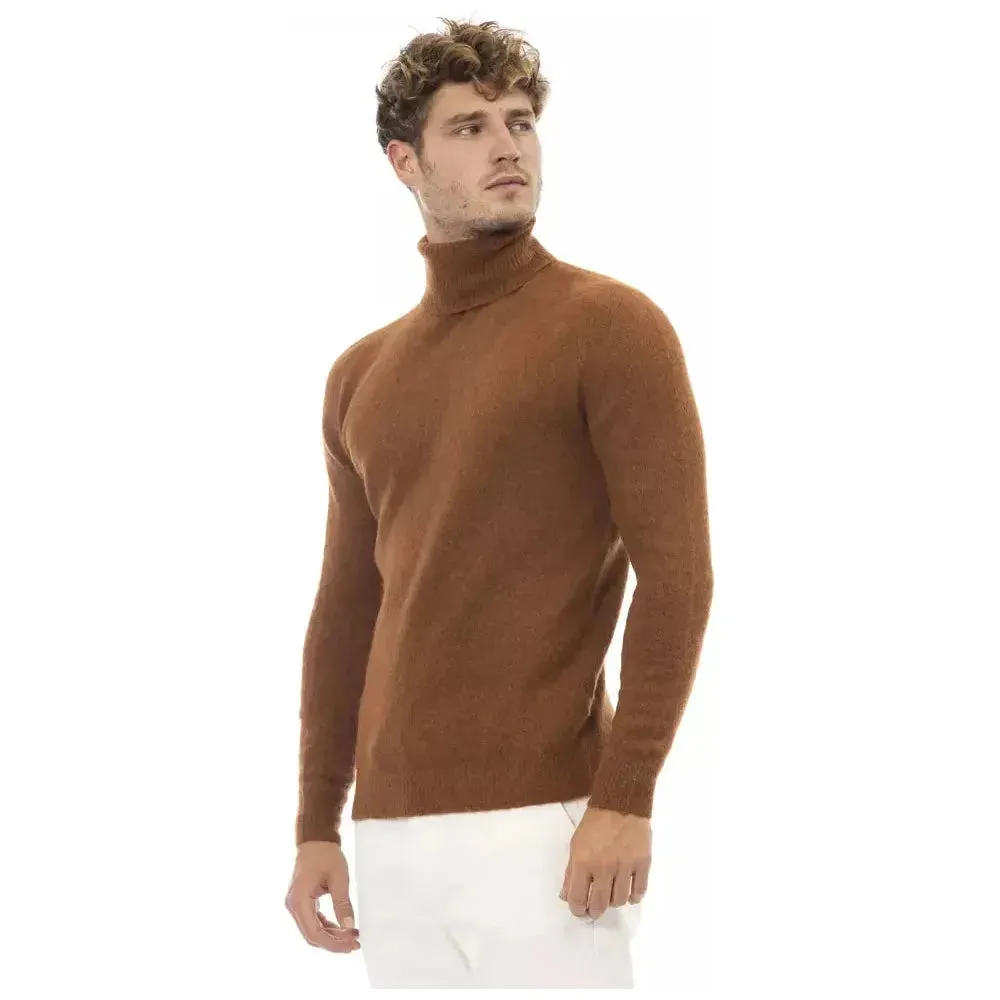 Alpha Studio Brown Alpaca Men Sweater