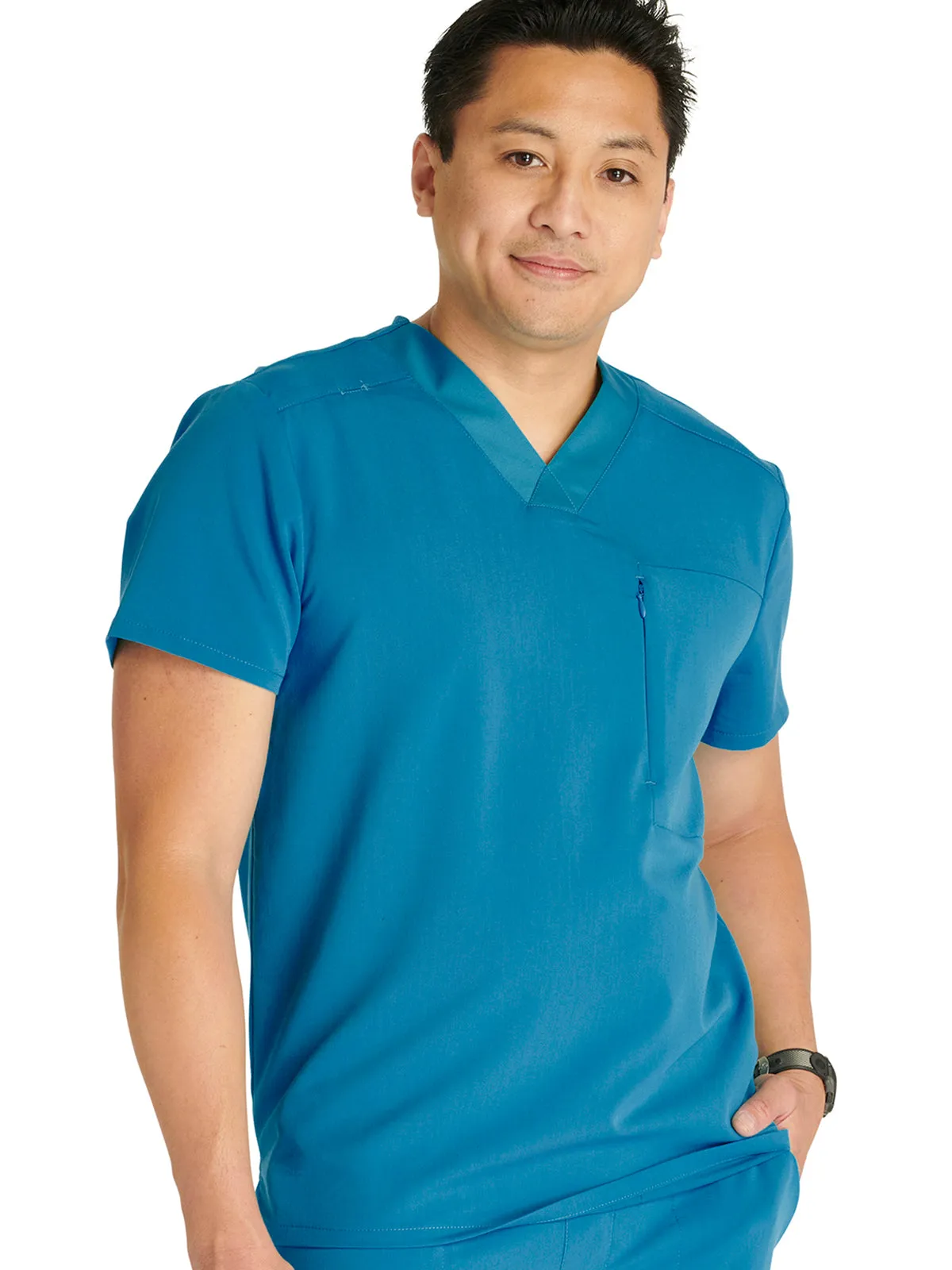 Atmos - Men's V-Neck Zip Pocket Scrub Top