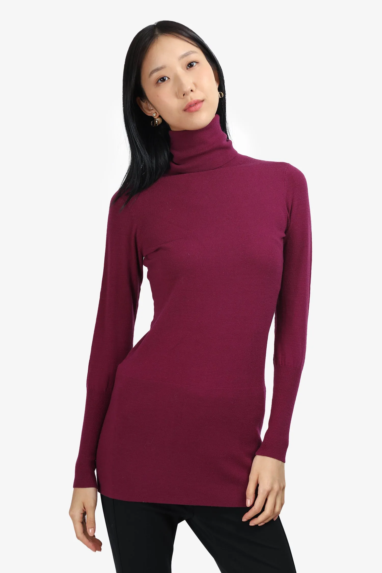 Autumn Cashmere Merino Wool Knit Long Sleeve Turtle Neck Mini Dress Size S