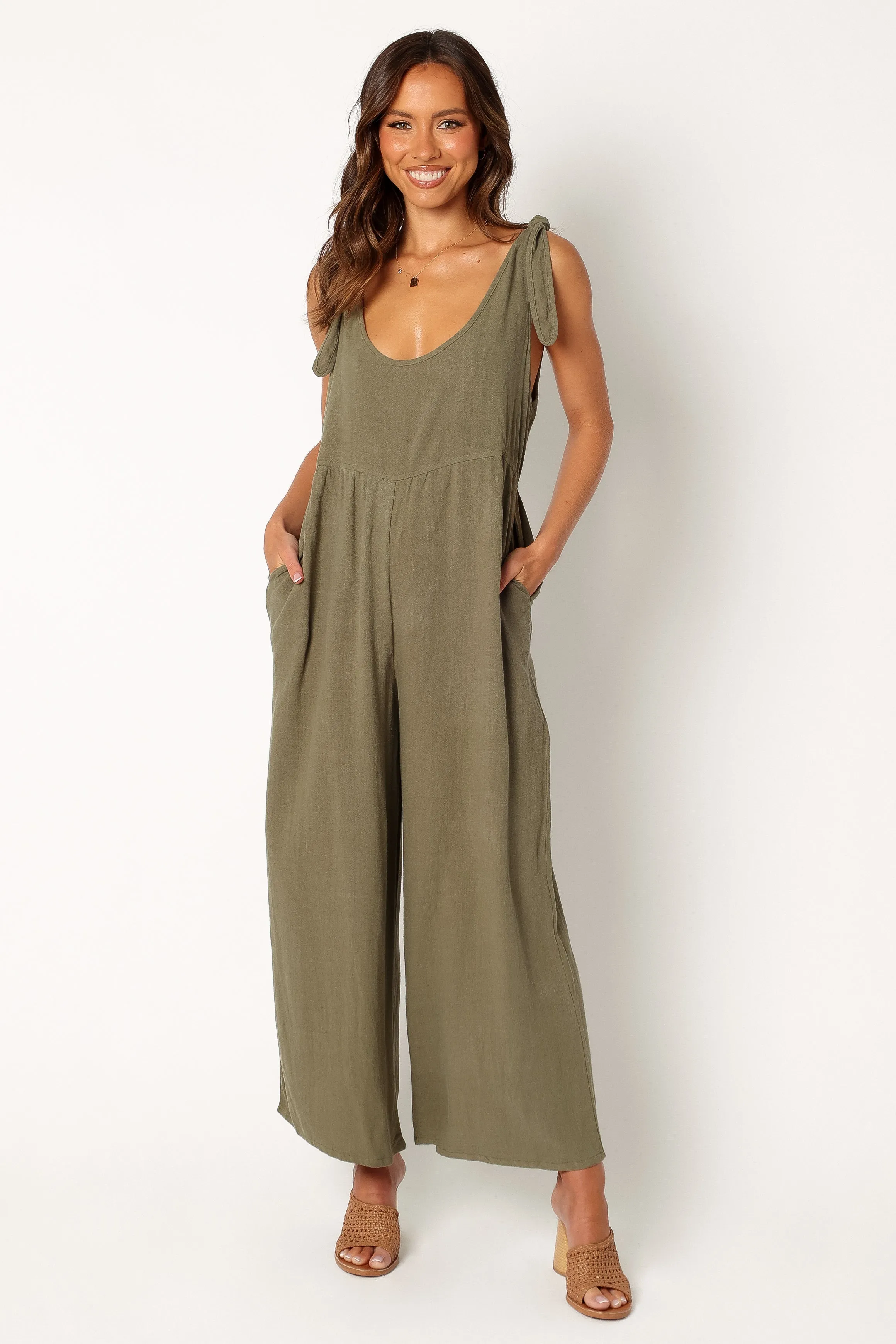 Ayla Linen Jumpsuit - Olive