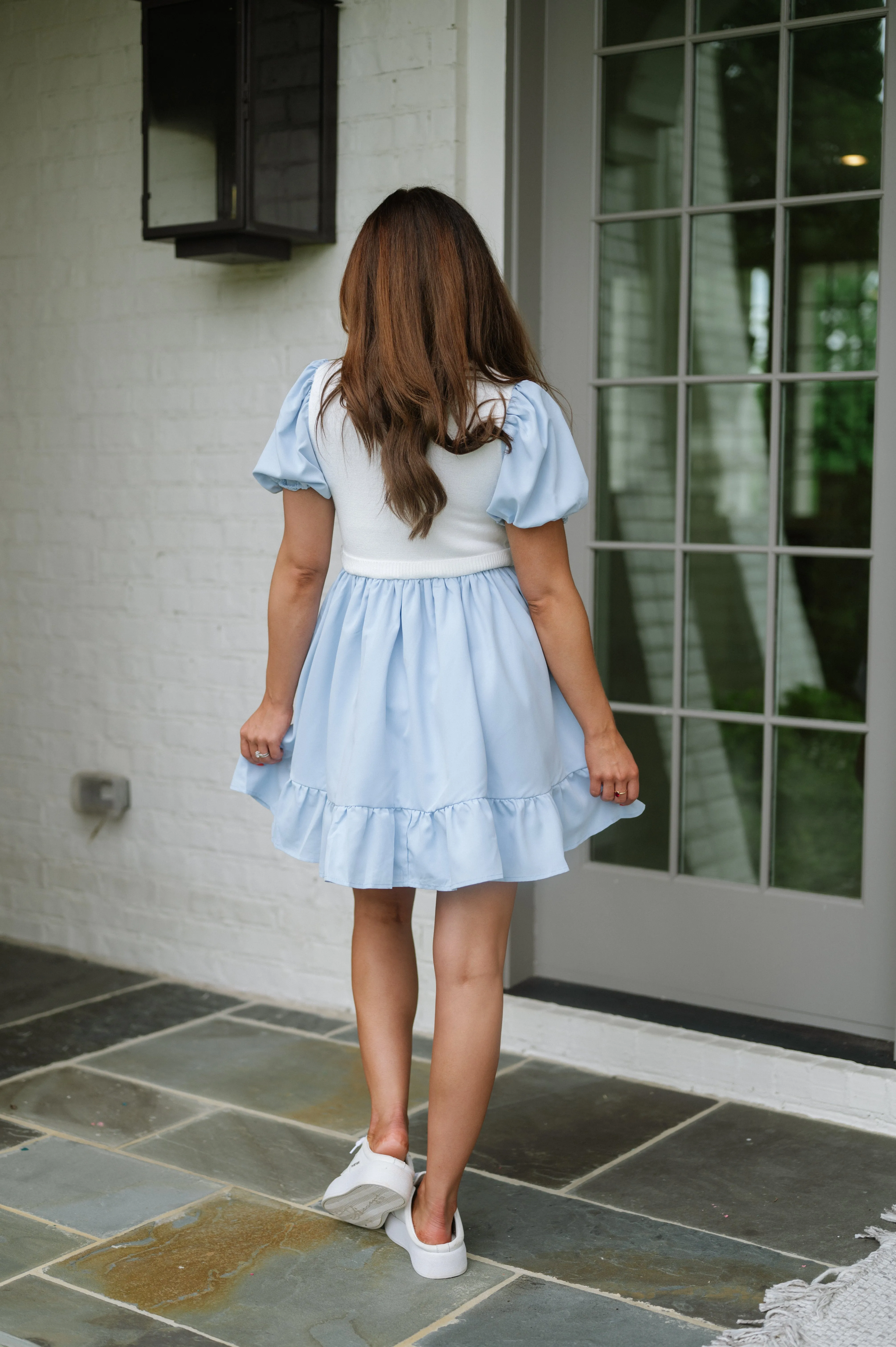 Bailee Two Tone Mini Dress- Light Blue