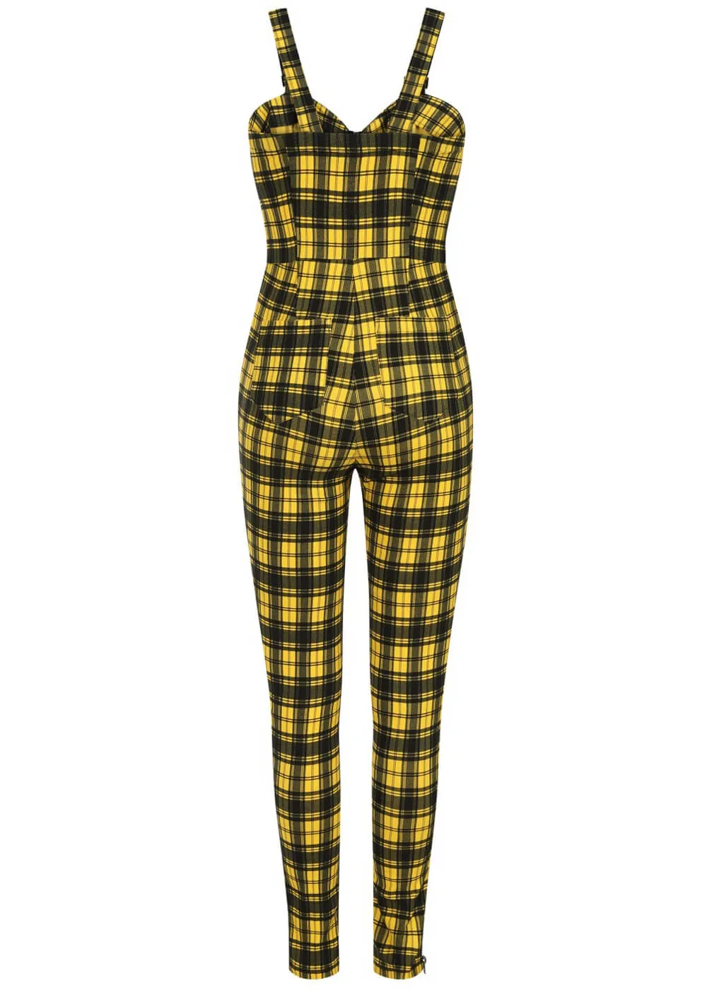 Banned Lenore Tartan 80's Jumpsuit Yellow