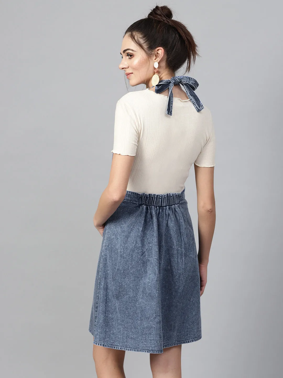 Blue Denim Acid Wash Apron Dress