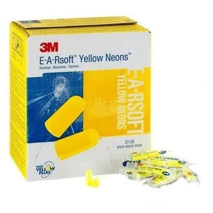 Box - 3M™ EARsoft™ Yellow Neon Regular Uncorded Ear Plugs (200 Pairs | SLC80 23dB, Class 4)