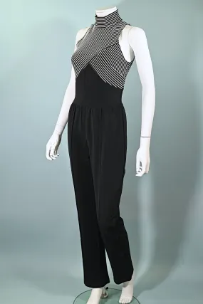 Cache Vintage 90s Black/White Sleeveless Jumpsuit S