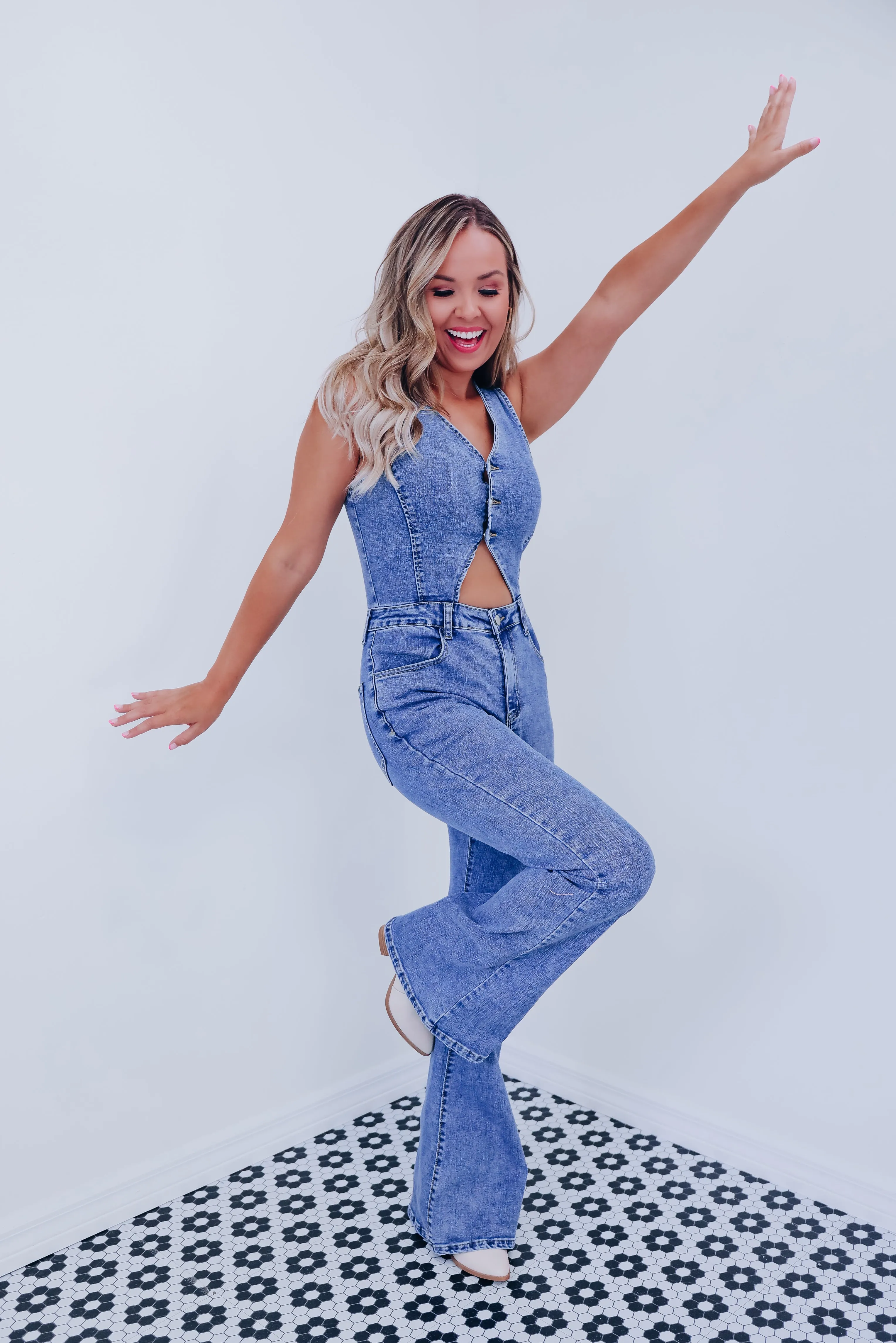 Cammi Cut-Out Denim Jumpsuit