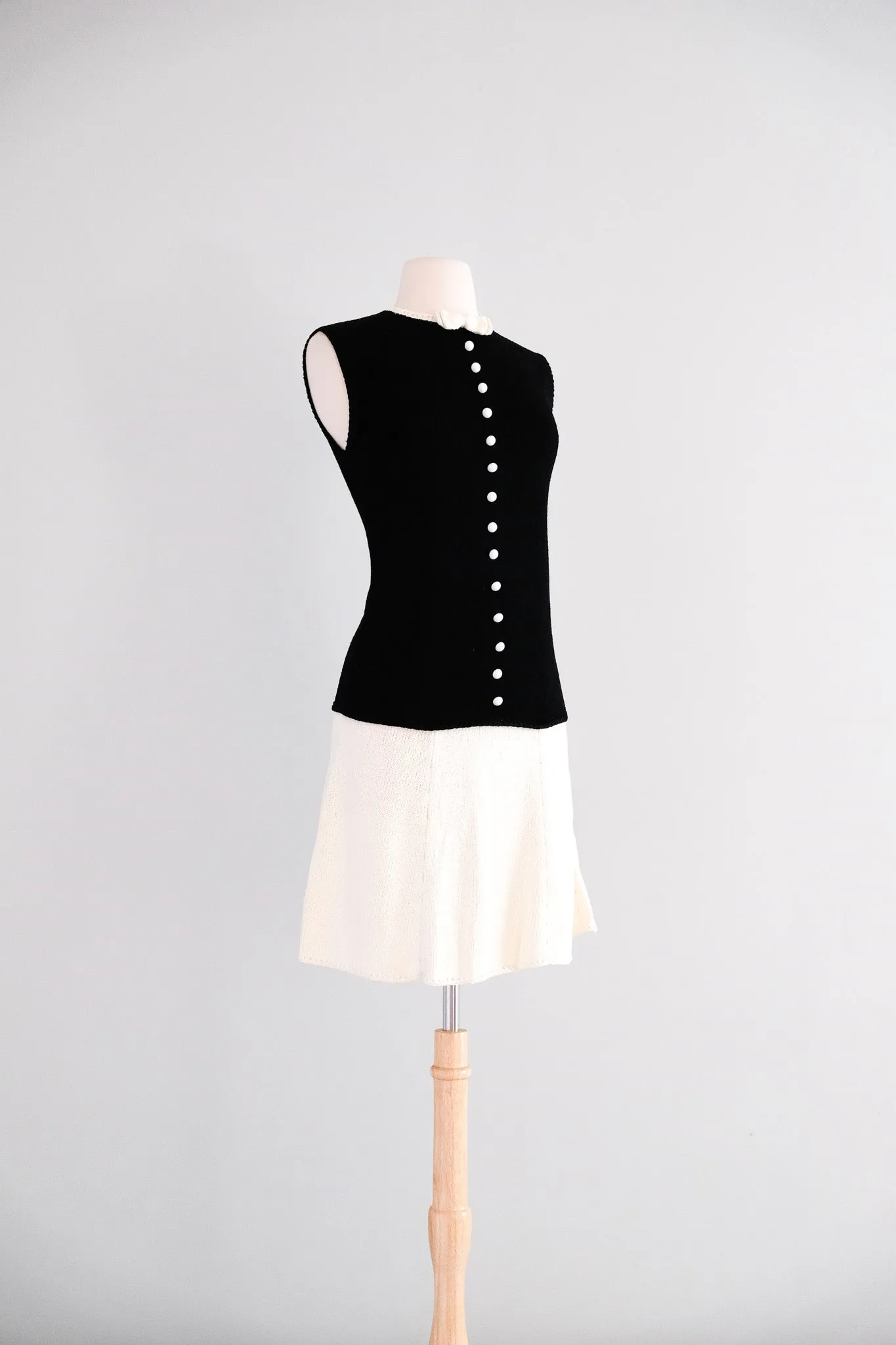 Chic 1960's Black & White Mod Knit Dress by St. John Knits / M