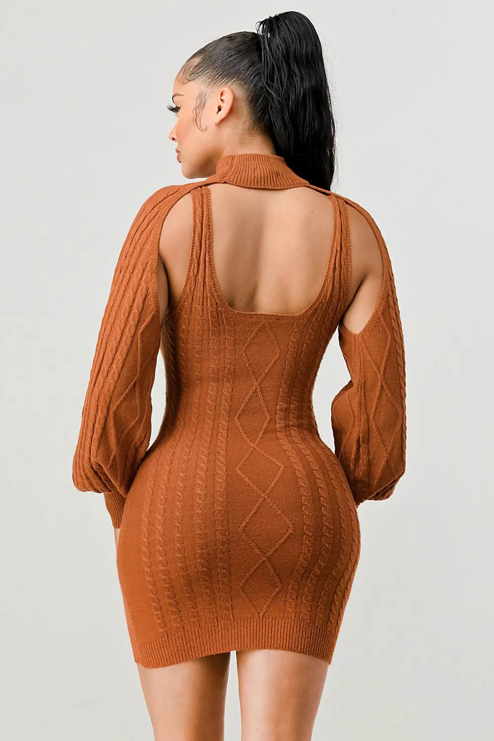 CHIC N COMFY KNIT CUTOUT BOLERO LONG SLEEVE DRESS