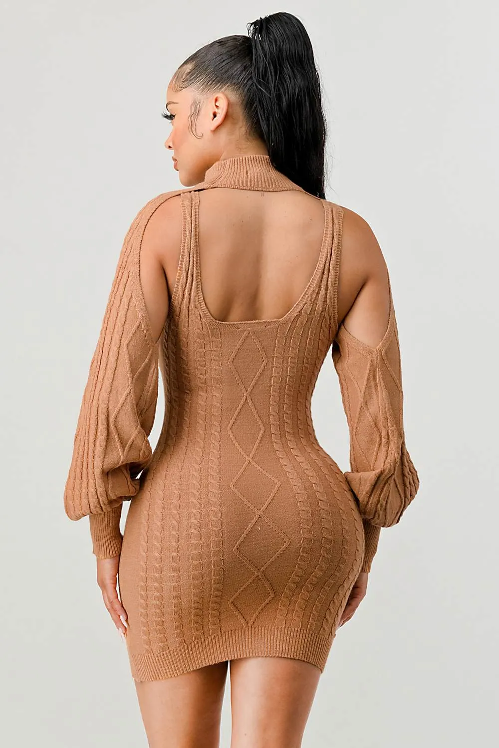 CHIC N COMFY KNIT CUTOUT BOLERO LONG SLEEVE DRESS