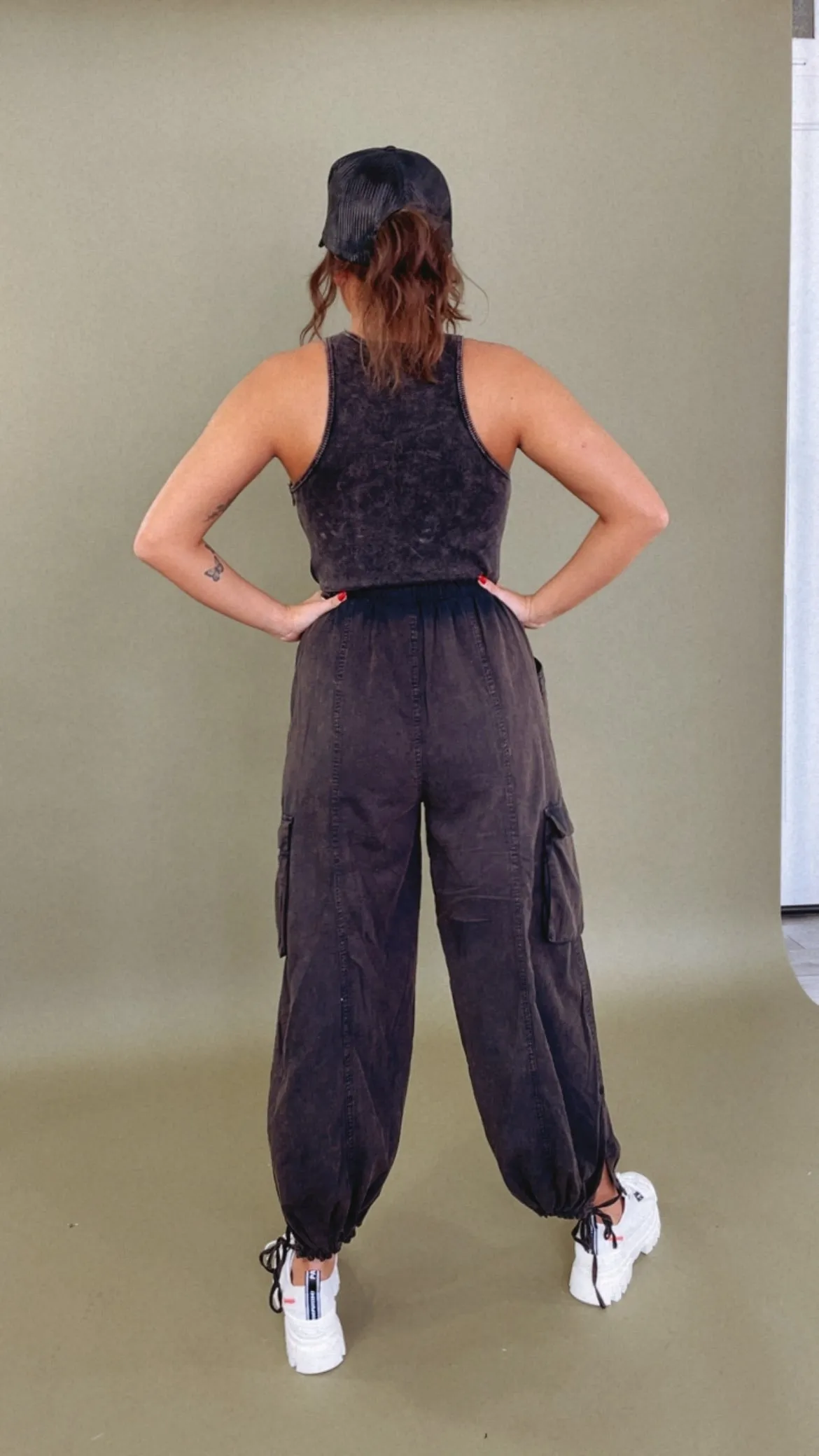 Corrie Cargo Pant Jumpsuit, Black