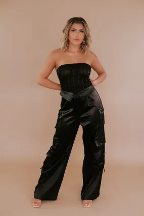 Corset Jumpsuit, Black