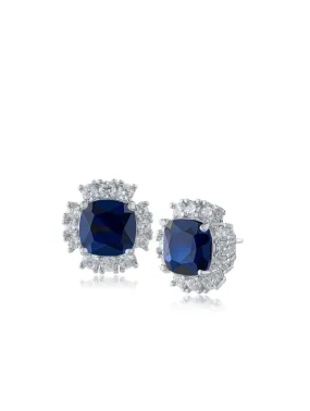 Cushion CZ Button Earrings