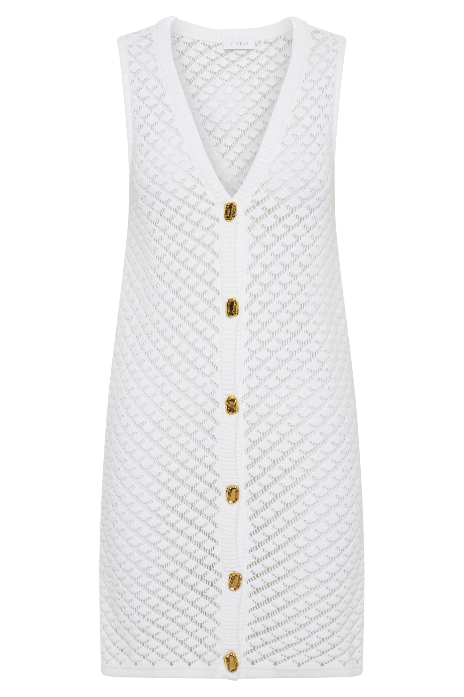 Delta Sleeveless Knit Button Up Mini Dress - Ivory