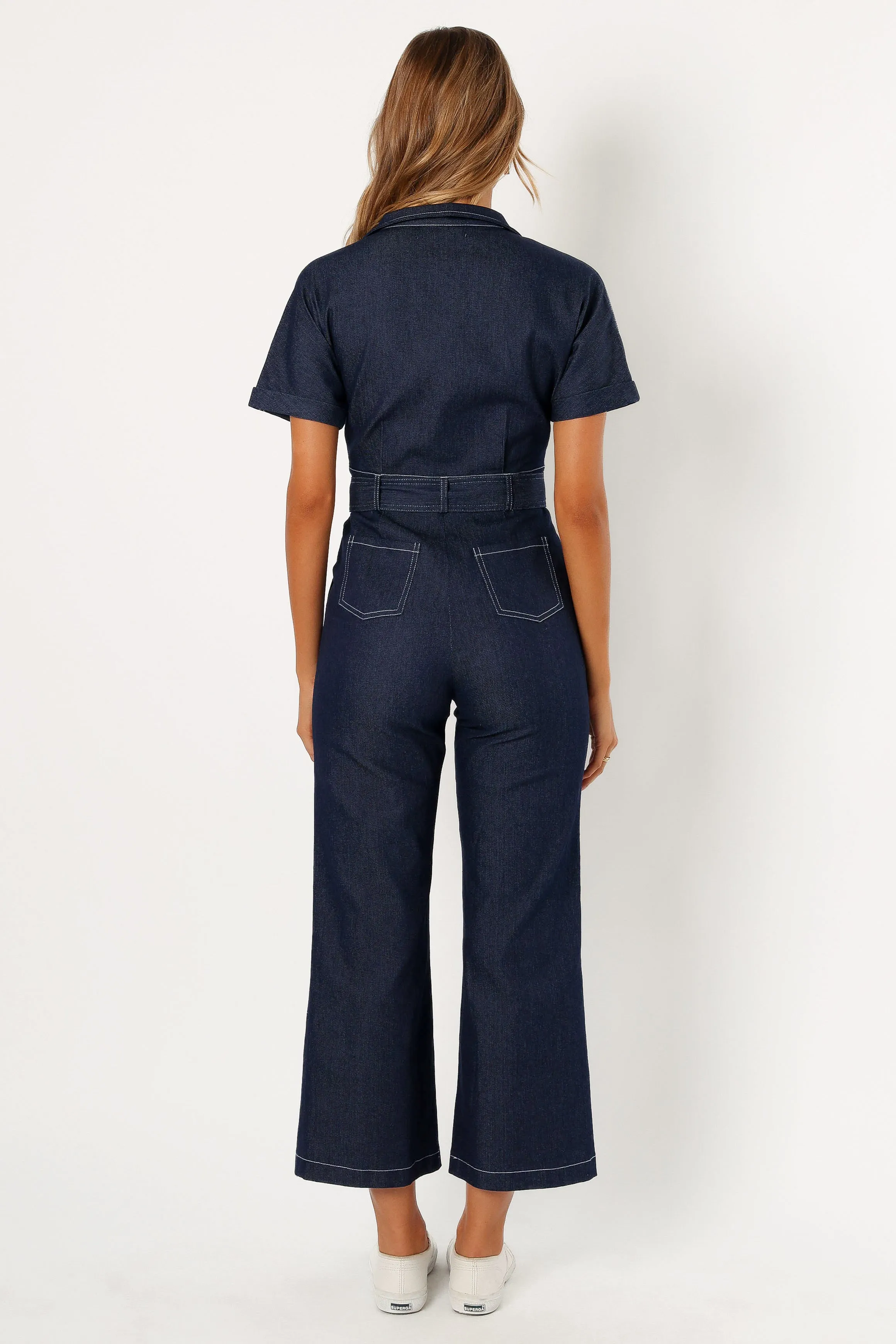 Demi Contrast Stitch Jumpsuit - Dark Denim