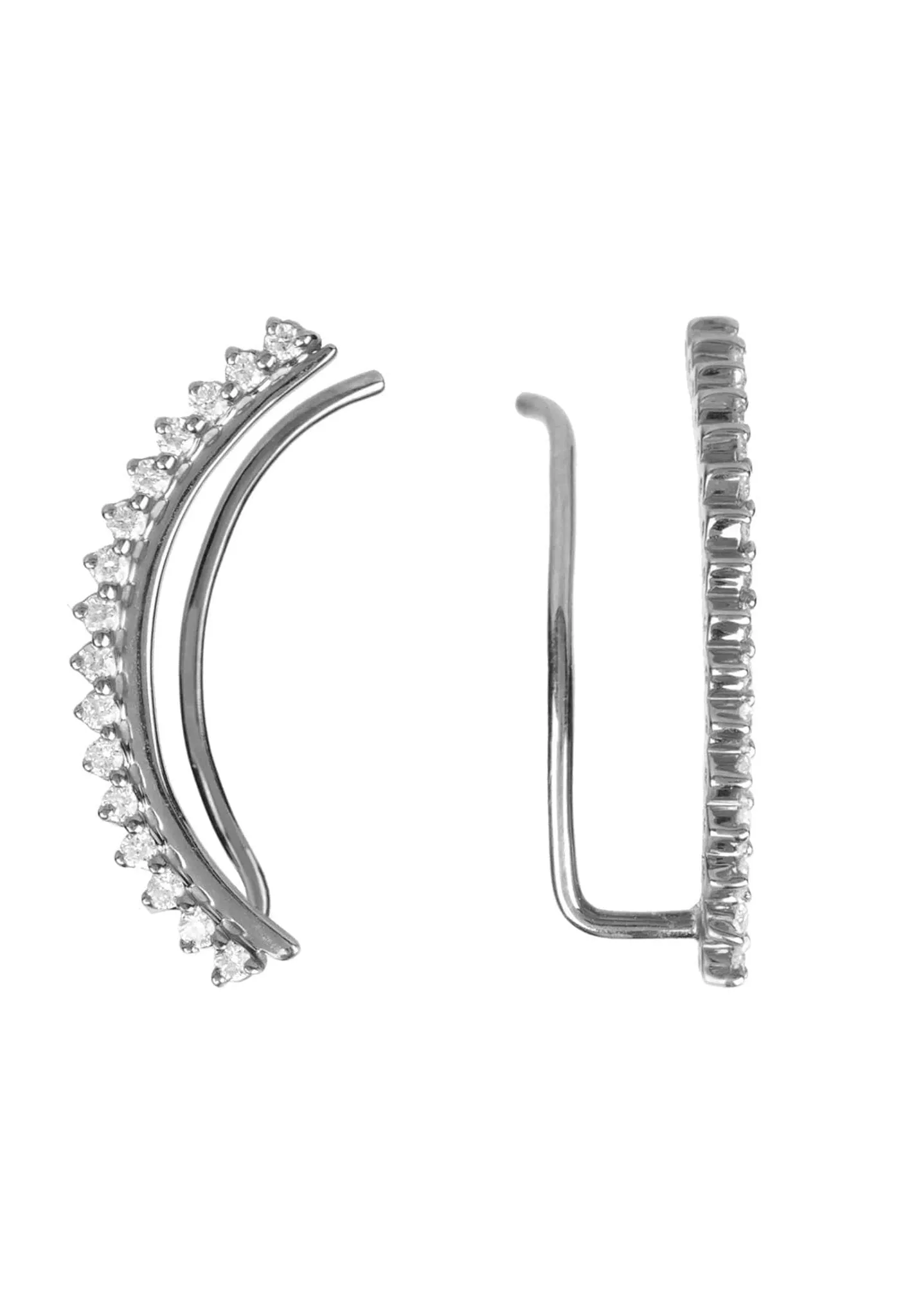 Diamond Arc Ear Climber Silver