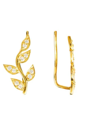 Diamond Leaf Ear Climber Gold