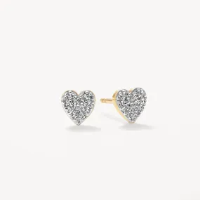 Diamond Micro Pave Heart Stud Earrings in 10k Gold