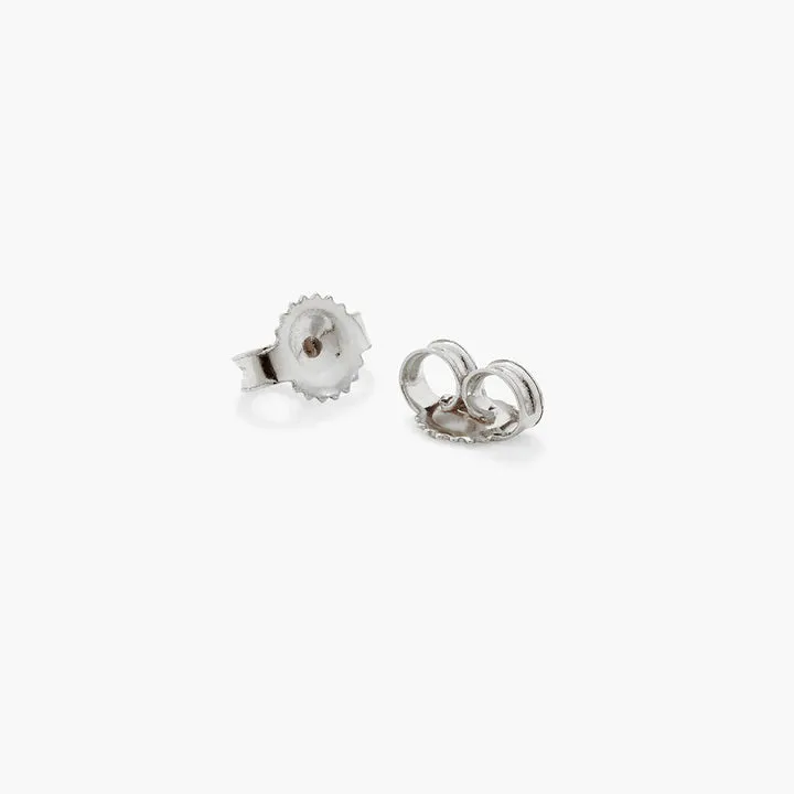 Diamond Micro Pave Heart Stud Earrings in Silver