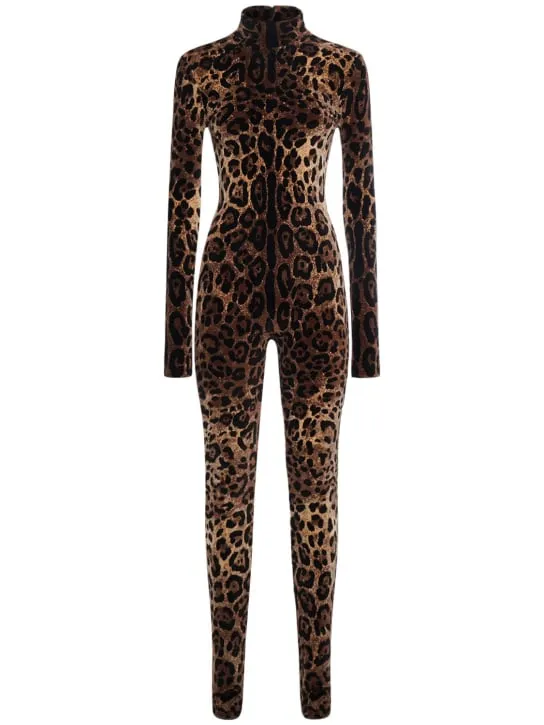 Dolce&amp;Gabbana   Leopard jacquard chenille jumpsuit 