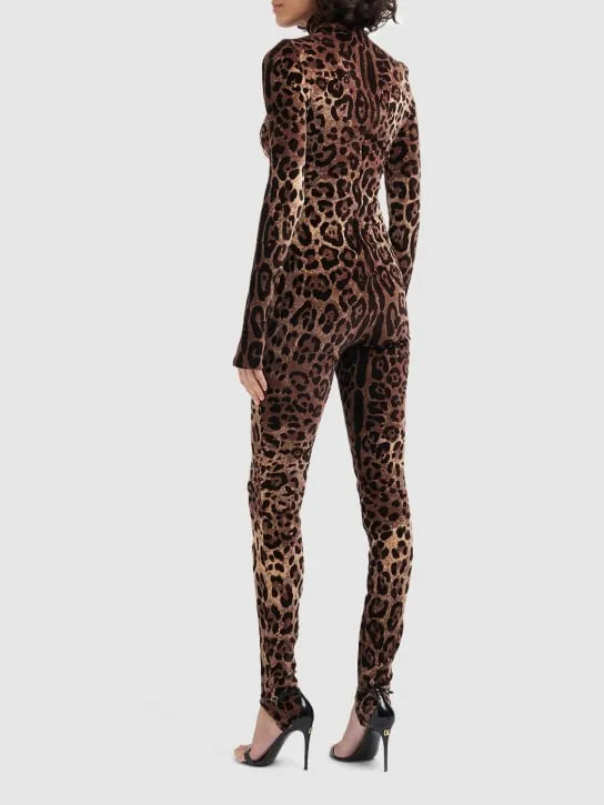 Dolce&amp;Gabbana   Leopard jacquard chenille jumpsuit 