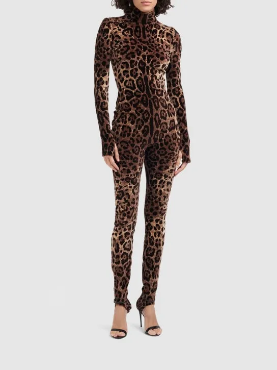 Dolce&amp;Gabbana   Leopard jacquard chenille jumpsuit 