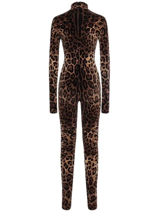 Dolce&amp;Gabbana   Leopard jacquard chenille jumpsuit 