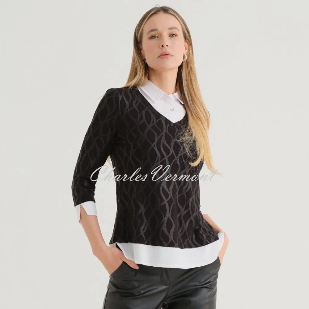 Dolcezza 'Timeless Leather' 2-In-1 Sweater With Shirt Insert - Style 74122