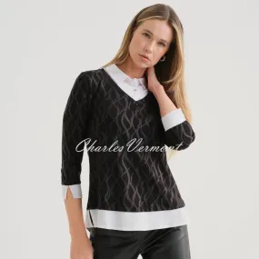 Dolcezza 'Timeless Leather' 2-In-1 Sweater With Shirt Insert - Style 74122