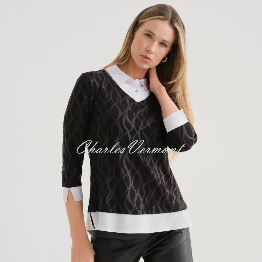 Dolcezza 'Timeless Leather' 2-In-1 Sweater With Shirt Insert - Style 74122