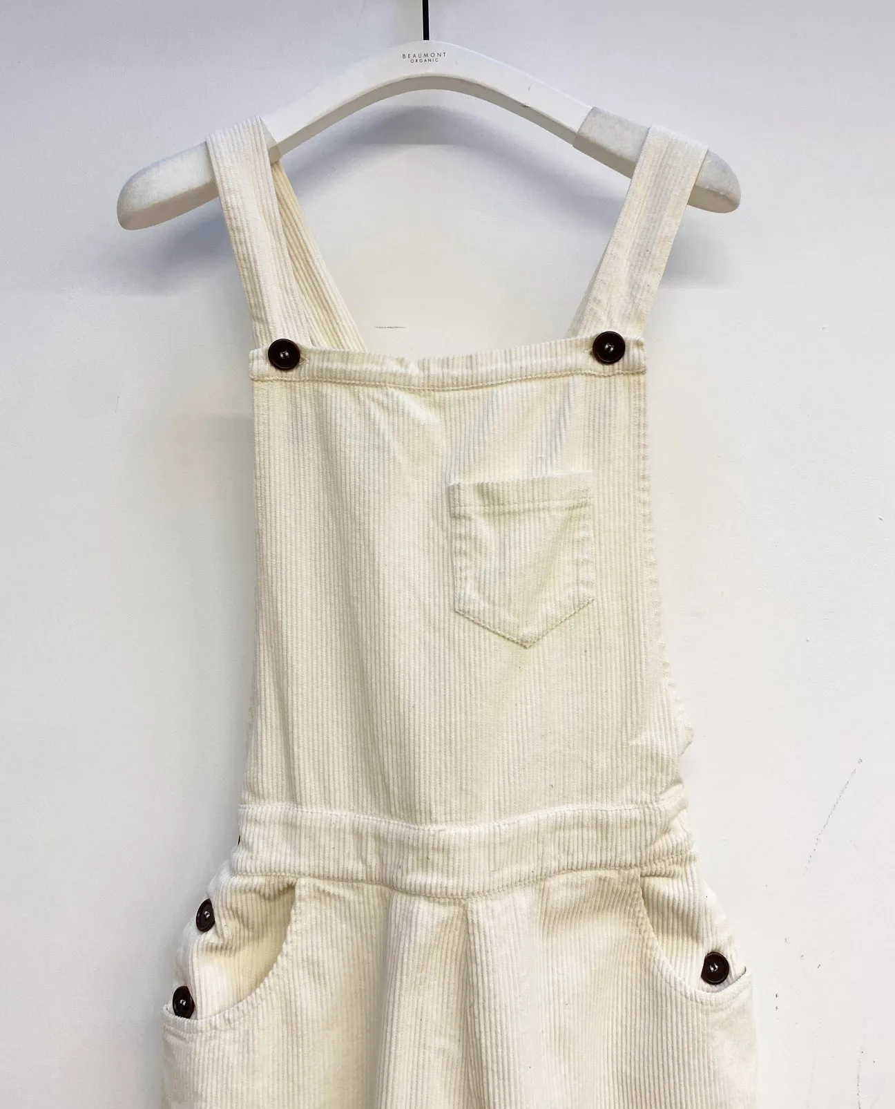 Dusty Organic Cotton Cord Dungarees in Off White