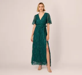 Embroidered Lace Maxi Dress In Hunter