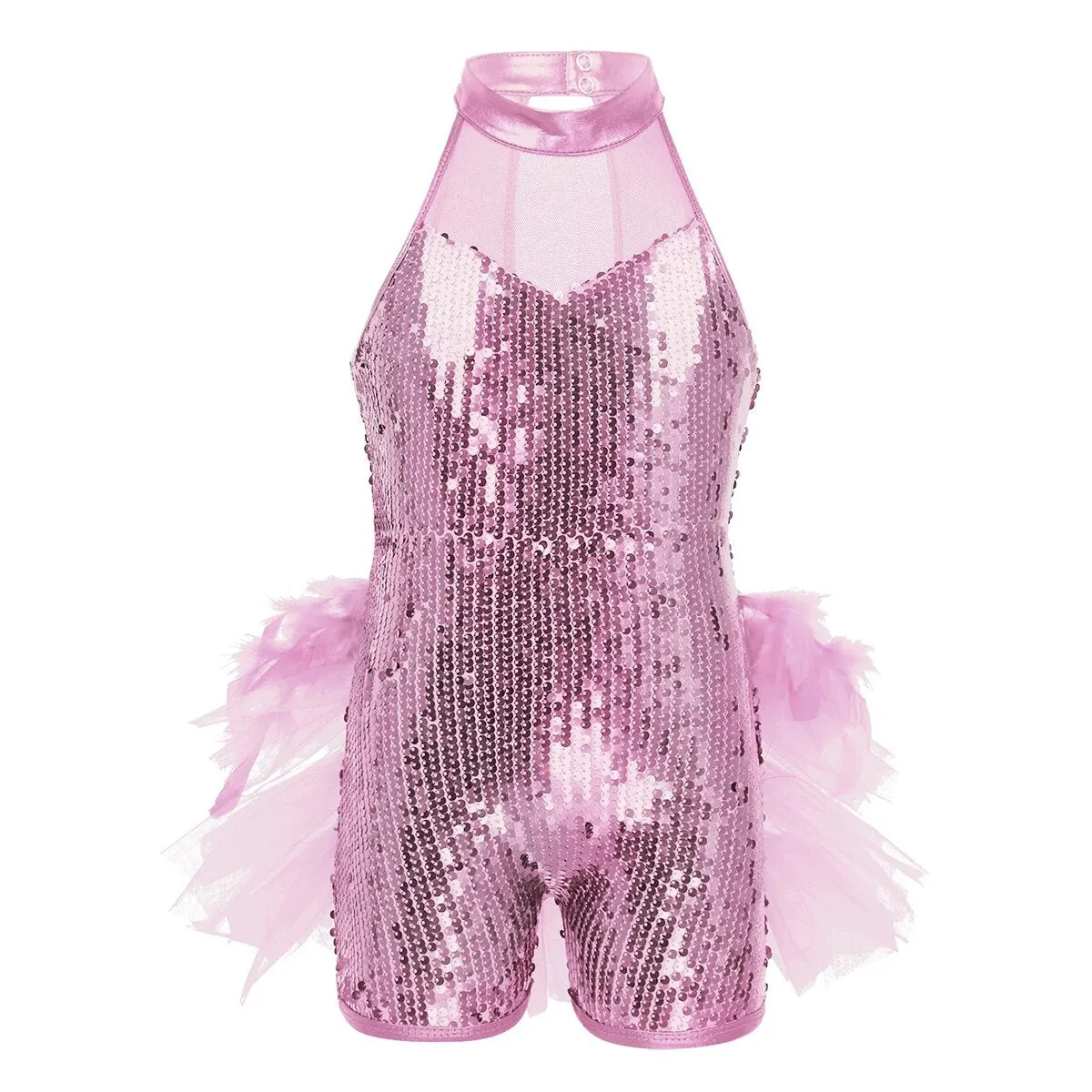 Girls Sequined Jazz Latin Ballet Dance Costume Leotard Jumpsuit