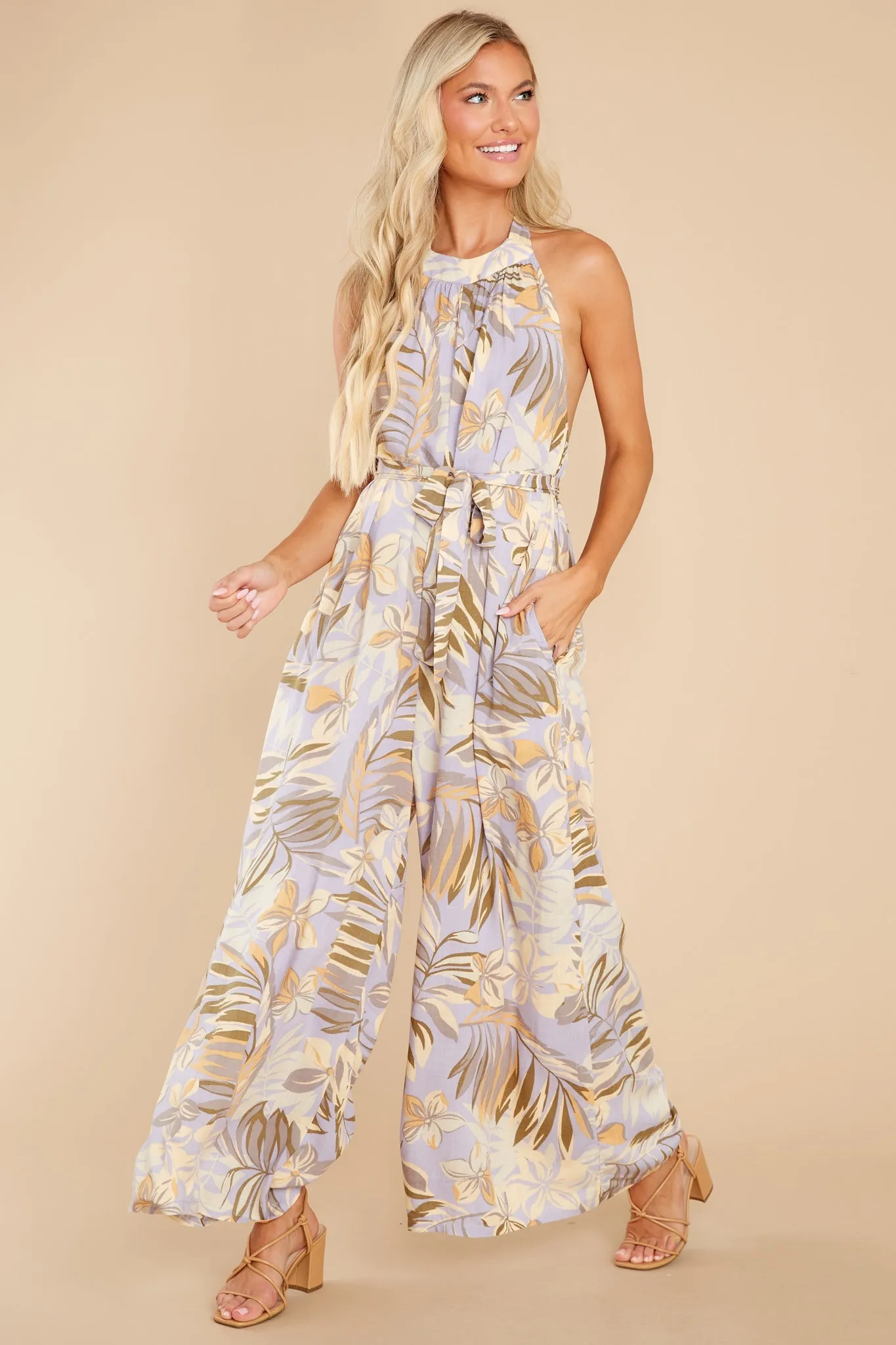 Going For Gorgeous Lavender Floral Print Jumpsuit