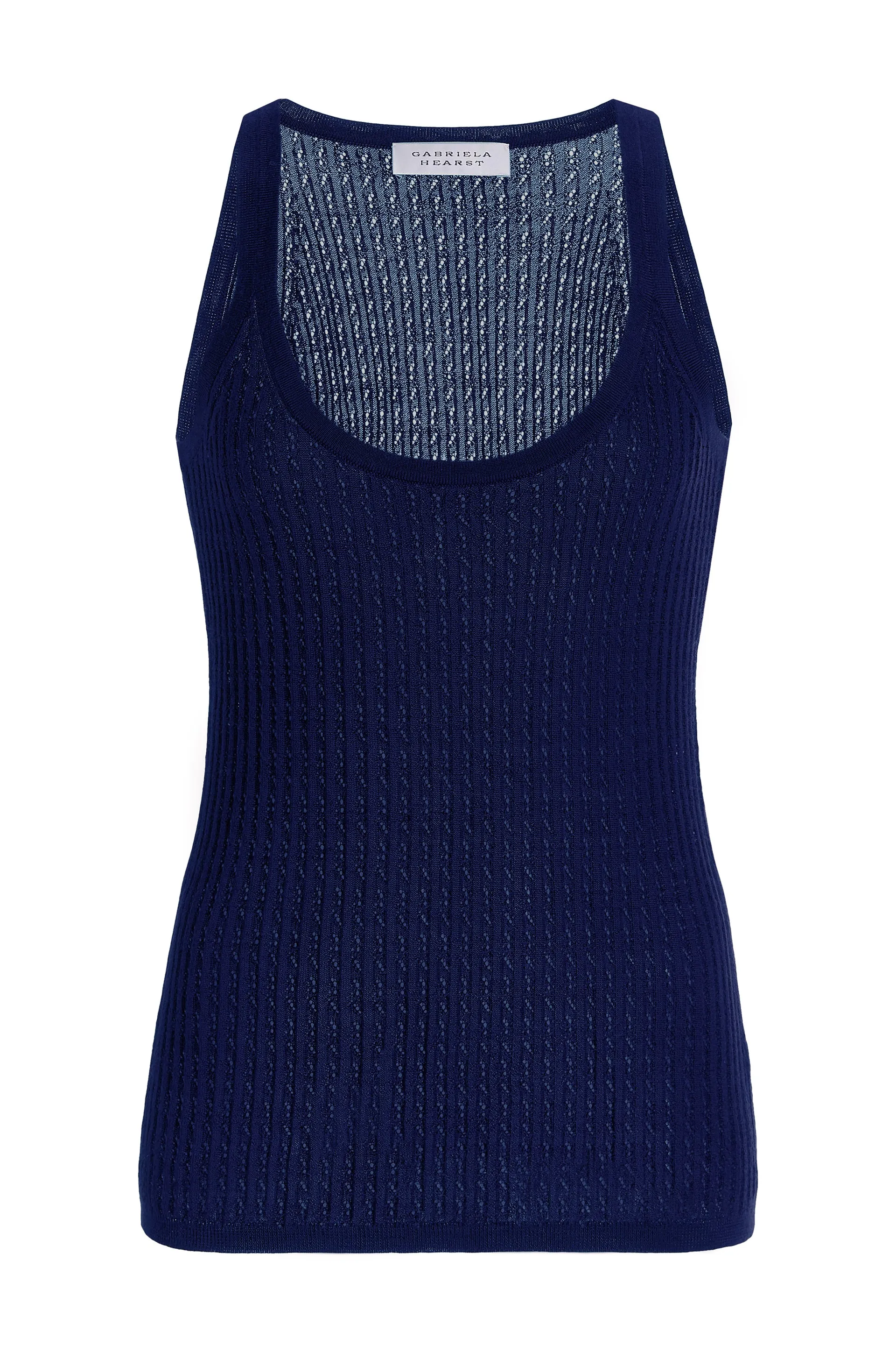 Graham Pointelle Knit Tank Top in Navy Cashmere Silk