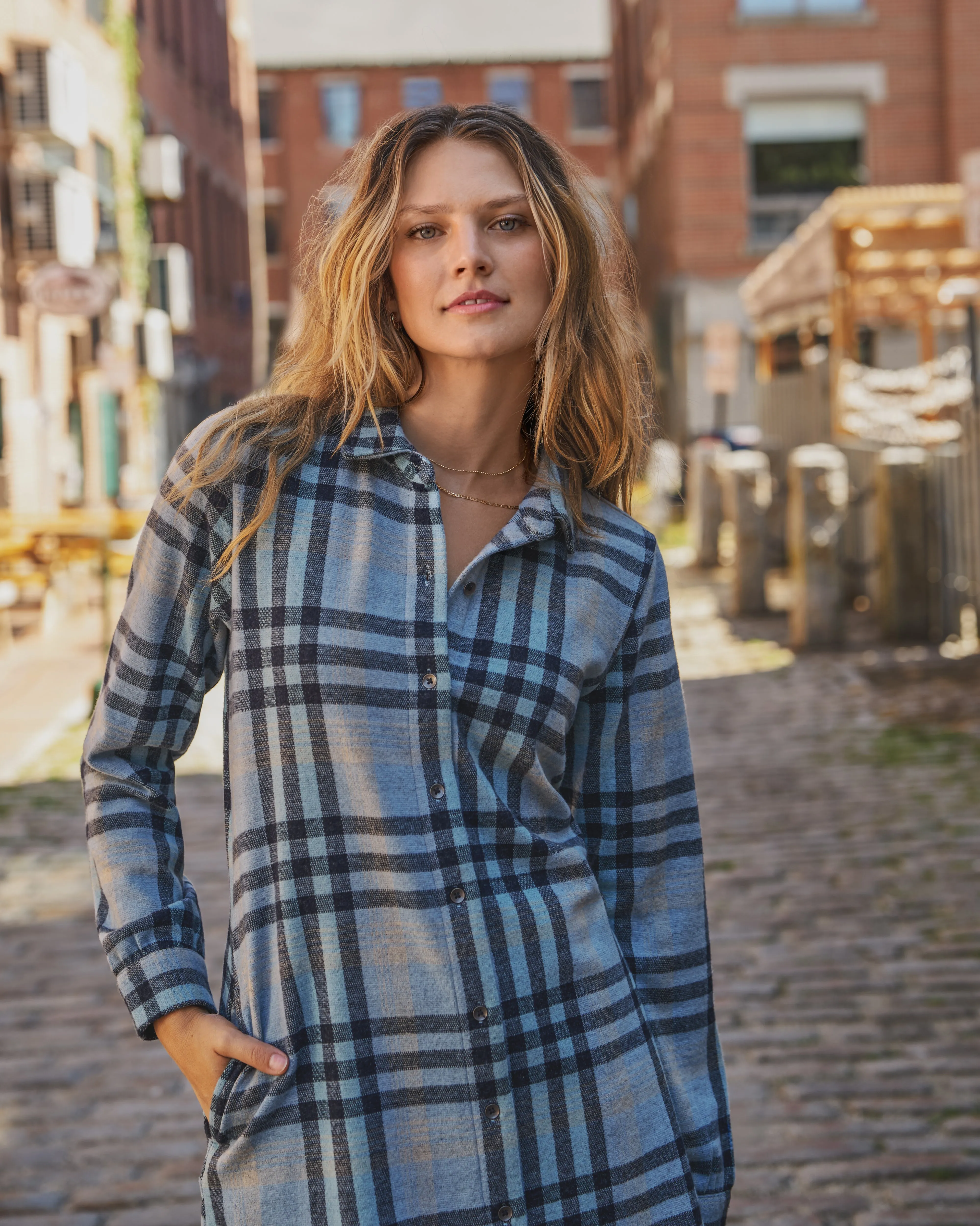 HERO STRETCH FLANNEL MINI DRESS