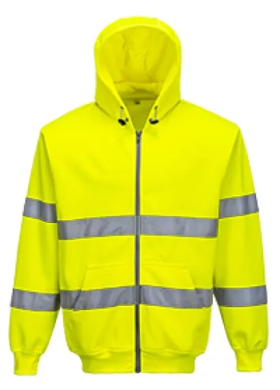 Hi Vis Full Zip Front Hoody Hooded Sweatshirt Hoodie (RIS 3279) Portwest B305