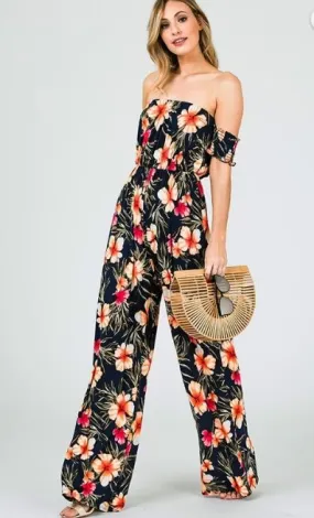 Island Breeze Black Floral Jumpsuit