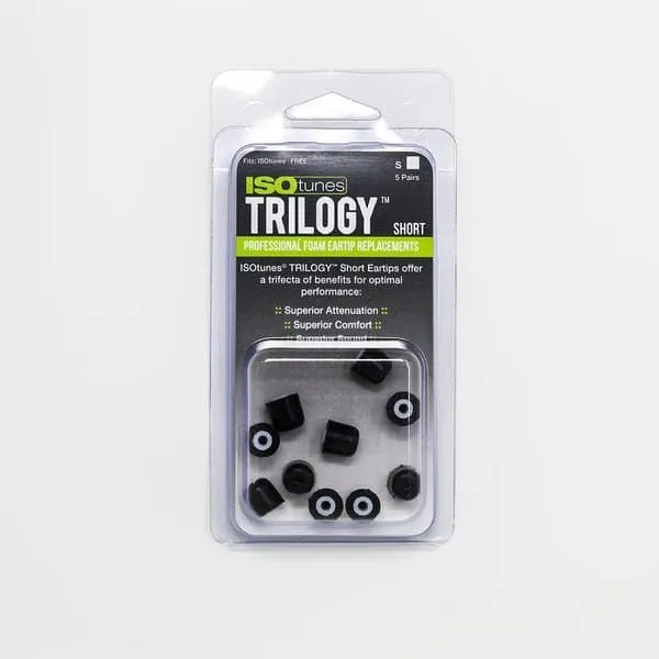 ISOtunes TRILOGY™ Foam Replacement Short Tips for ISOtunes FREE (5 pairs)