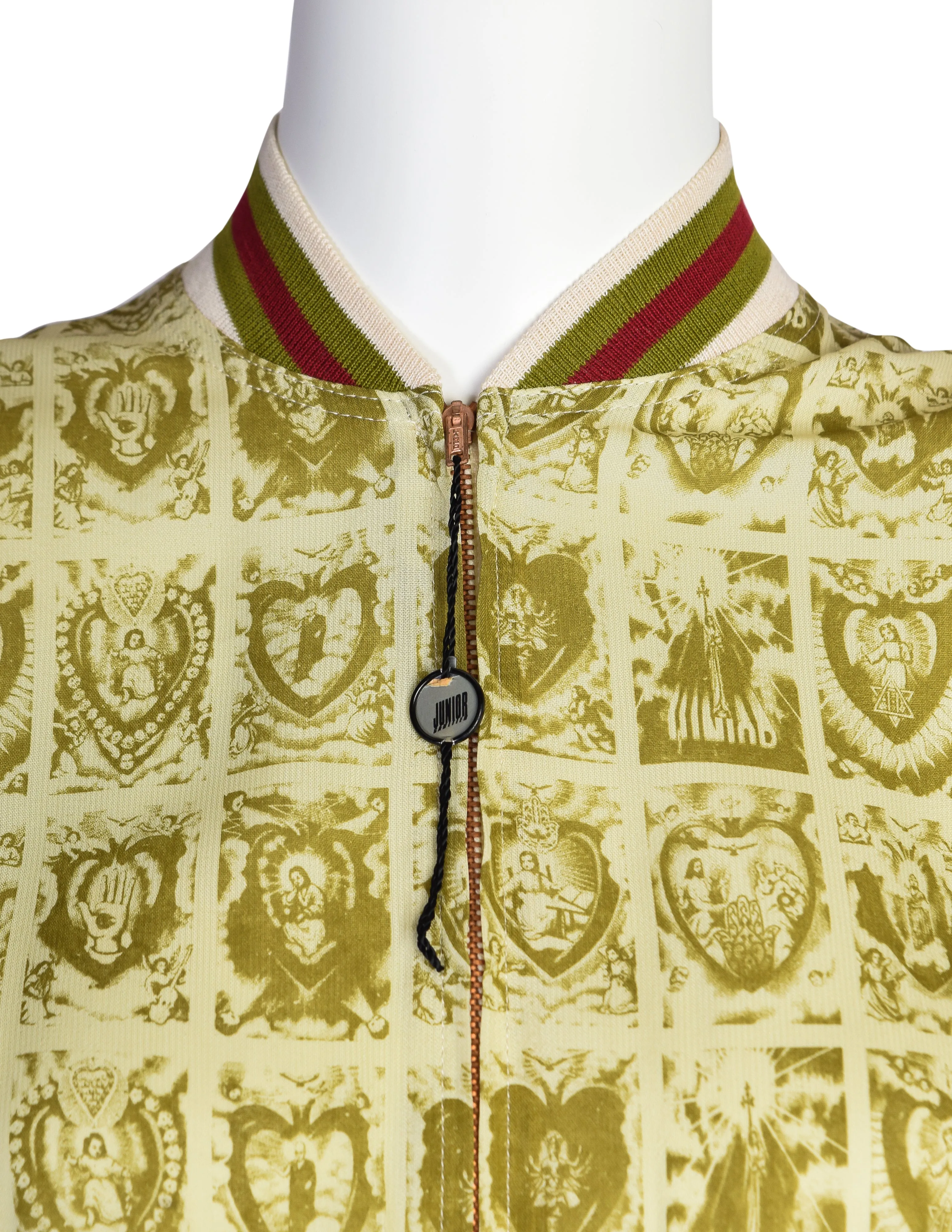 Jean Paul Gaultier Vintage SS 1990 ‘Junior Gaultier' Beige Green Sacred Heart Religious Print Jumpsuit