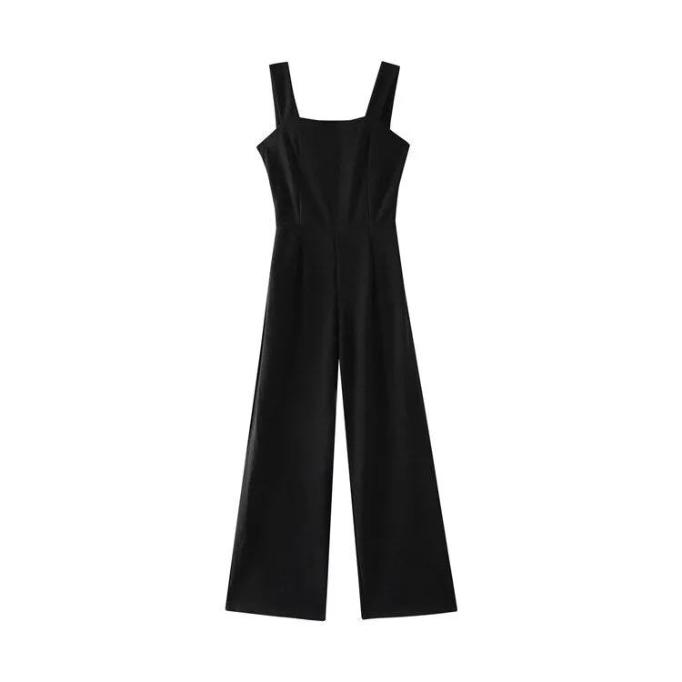 Jumpsuit High Waisted Open Back Baggy Long Wide-leg Jumpsuits Romper