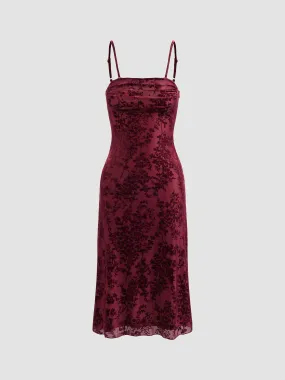 Lace Floral Velvet Ruched Strapless Dress